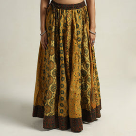 Yellow - printed 24 kali patchwork cotton long skirt 67