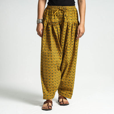 Buy Ajrakh Block Printed Cotton Elasticated Salwar Online at iTokri.com