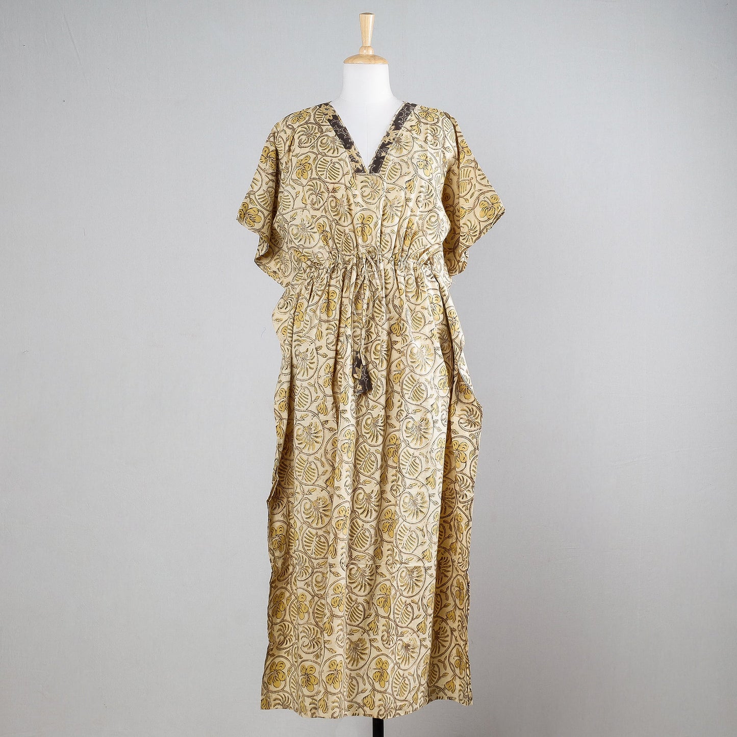  Ajrakh Block Printed Cotton Kaftan with Tie-Up Waist 