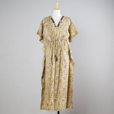  Ajrakh Block Printed Cotton Kaftan with Tie-Up Waist 