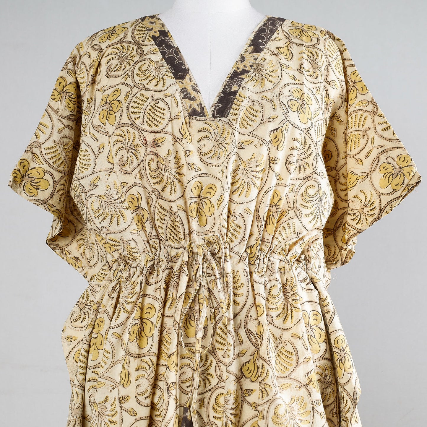  Ajrakh Block Printed Cotton Kaftan with Tie-Up Waist 