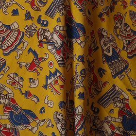 Yellow - printed cotton kalamkari fabric 08 - handcrafted