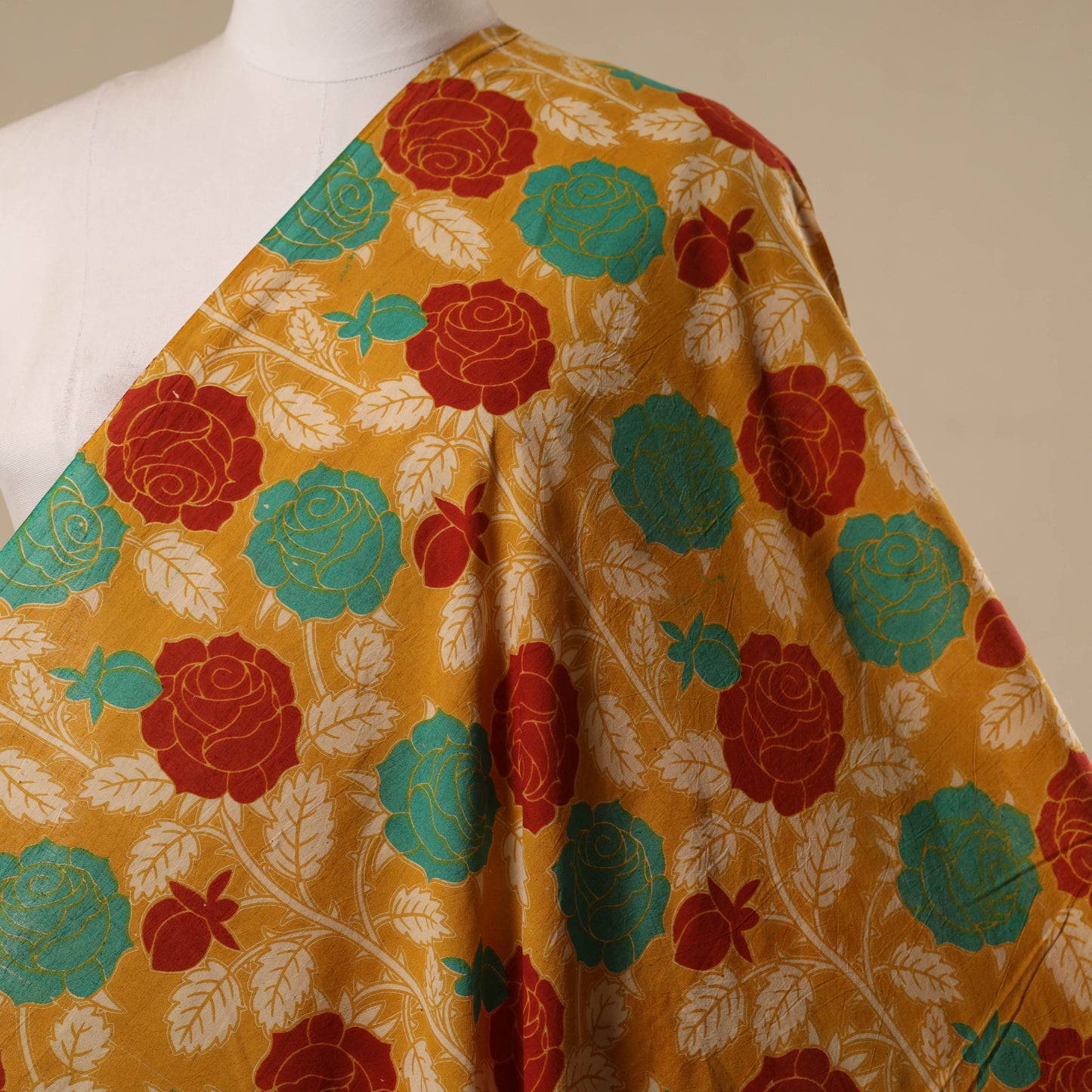 Printed cotton kalamkari fabric 17 - handcrafted