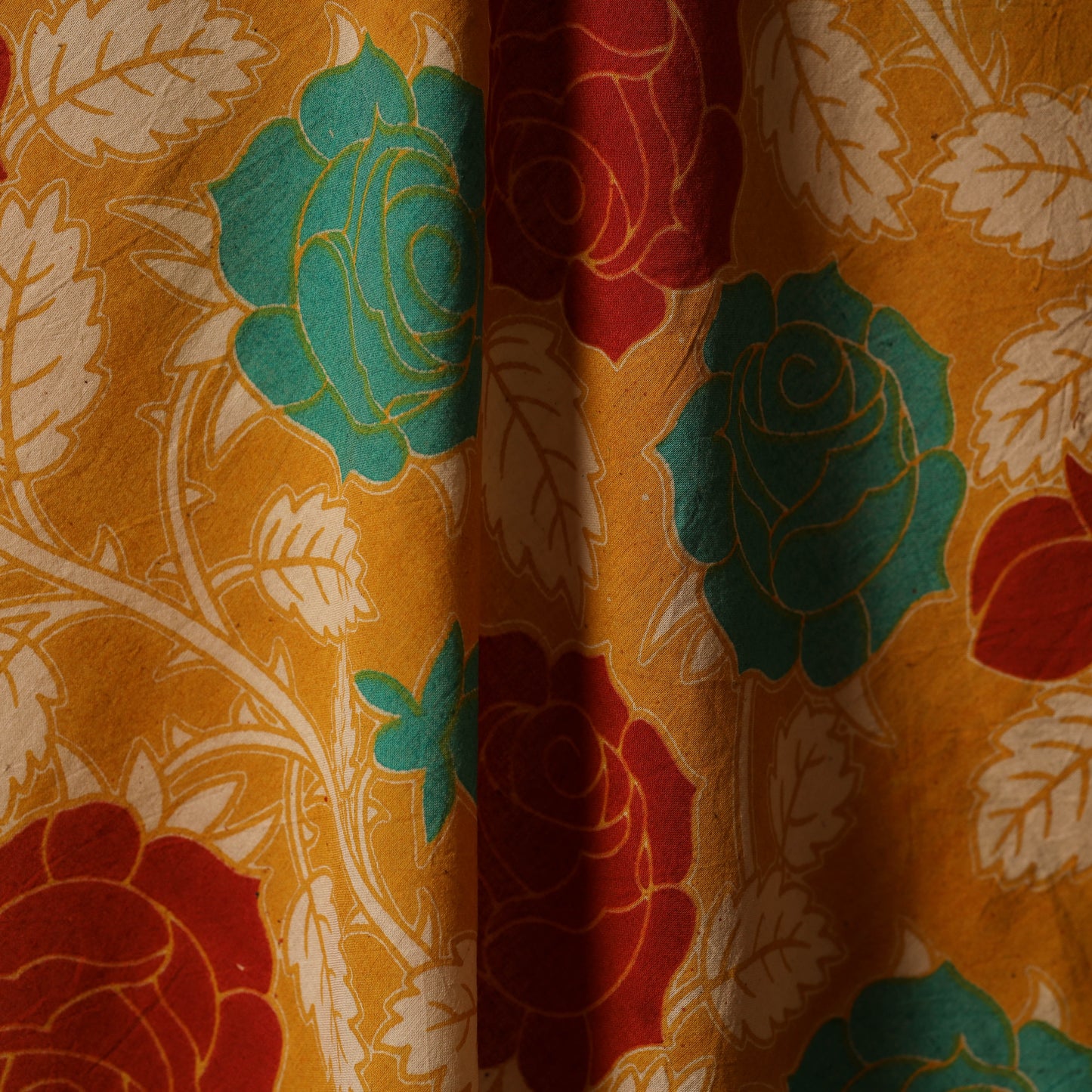 Printed cotton kalamkari fabric 17 - handcrafted