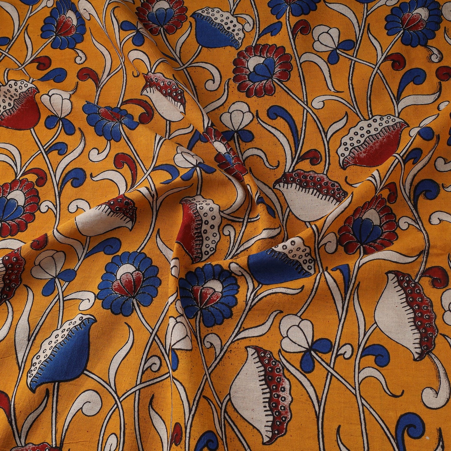 Printed cotton kalamkari fabric 25 - handcrafted