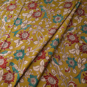Yellow - printed cotton kalamkari fabric 26 - handcrafted