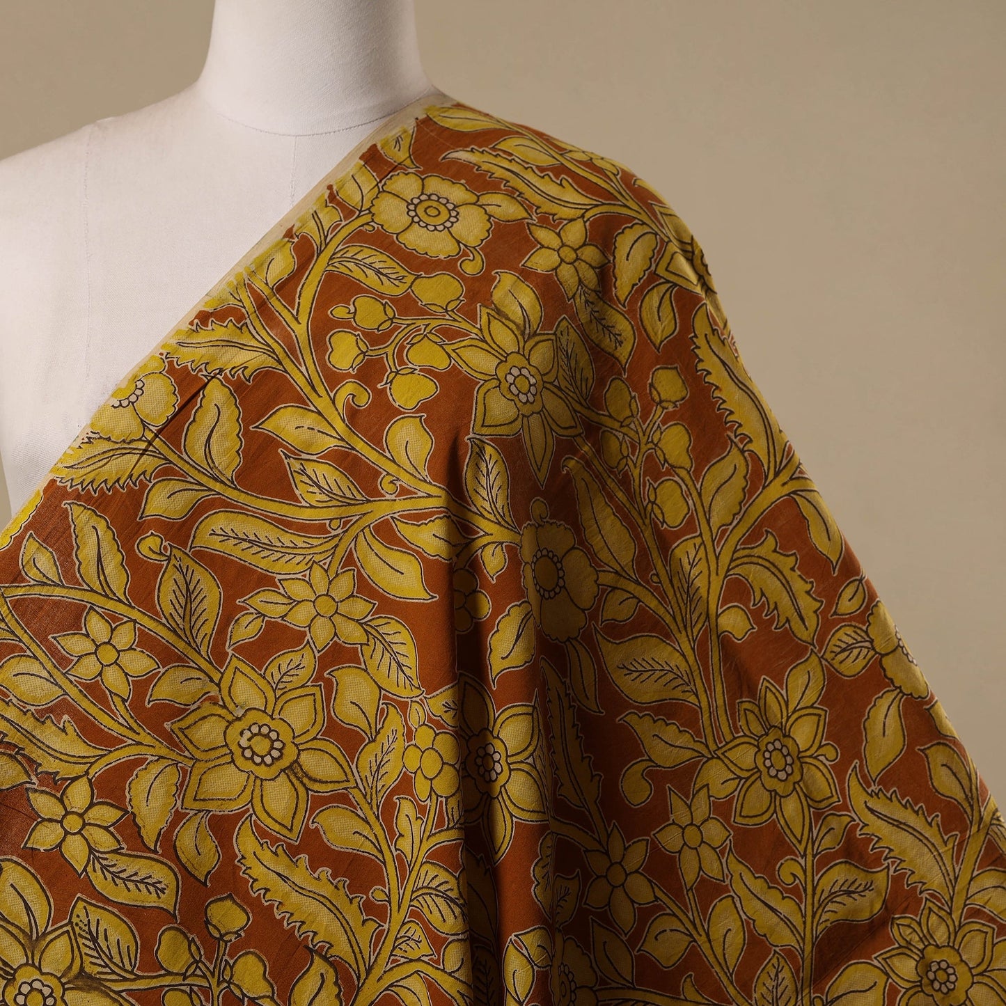 Printed cotton kalamkari fabric 34 - handcrafted