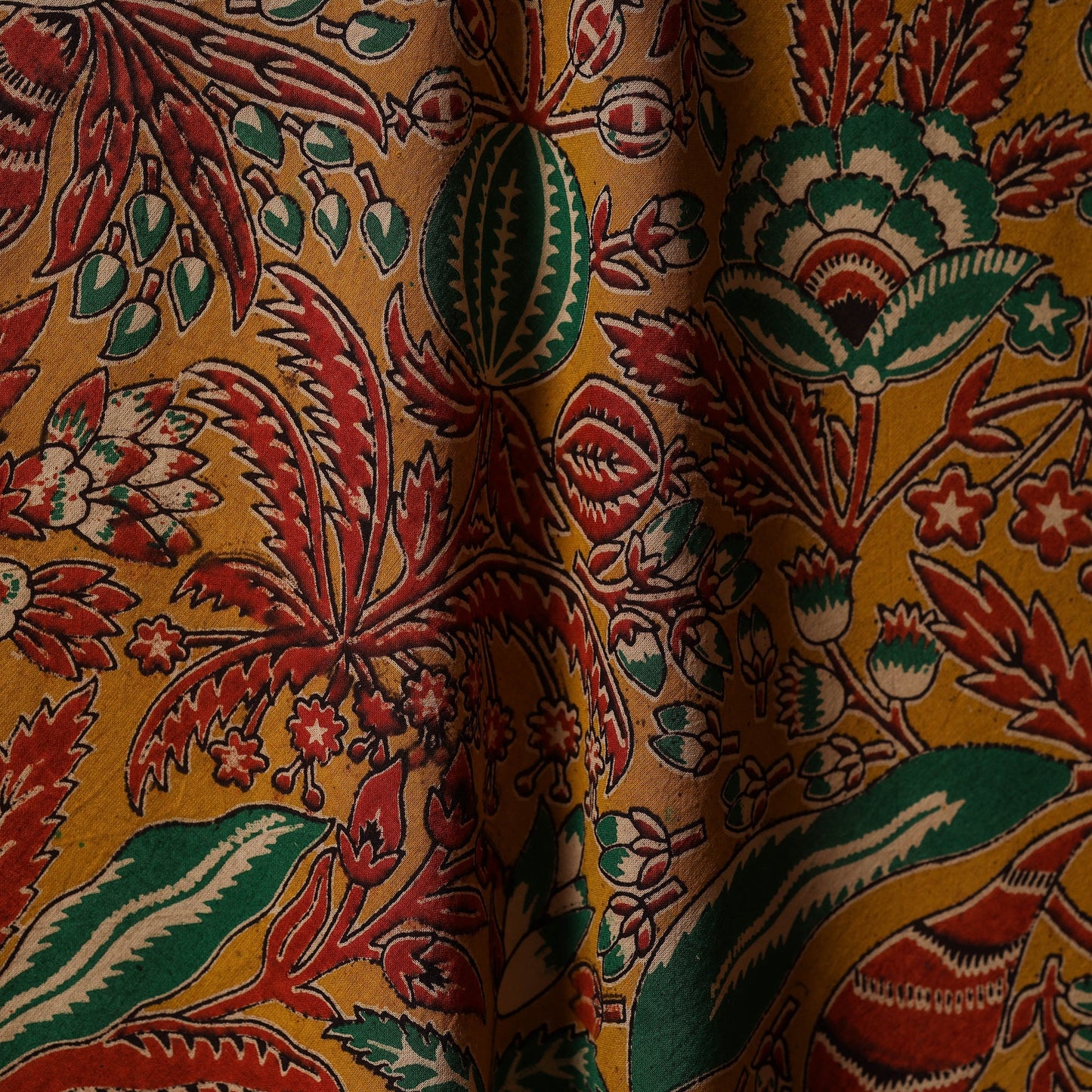 Printed cotton kalamkari fabric 37 - handcrafted