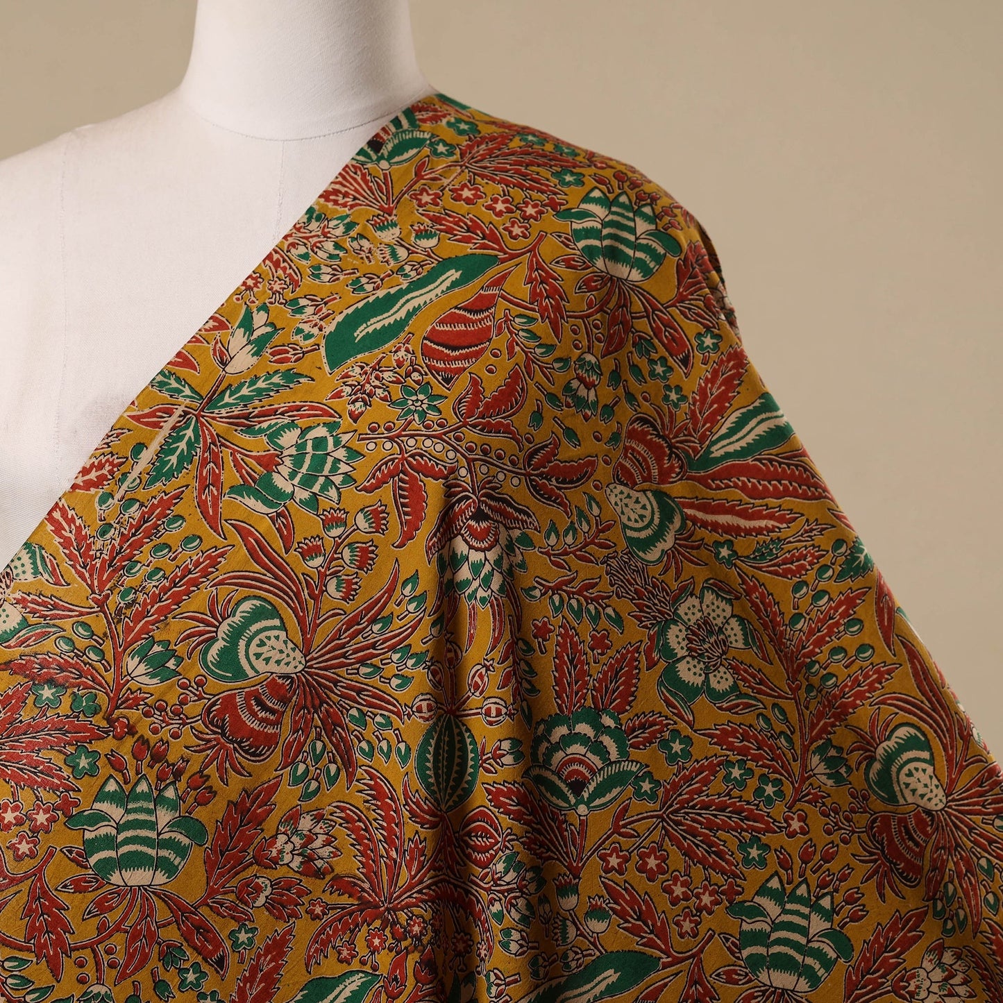 Printed cotton kalamkari fabric 37 - handcrafted