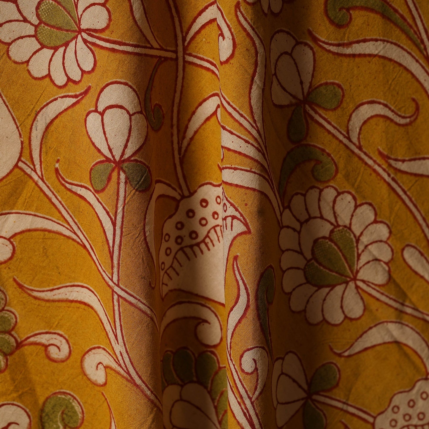 Printed cotton kalamkari fabric 39 - handcrafted