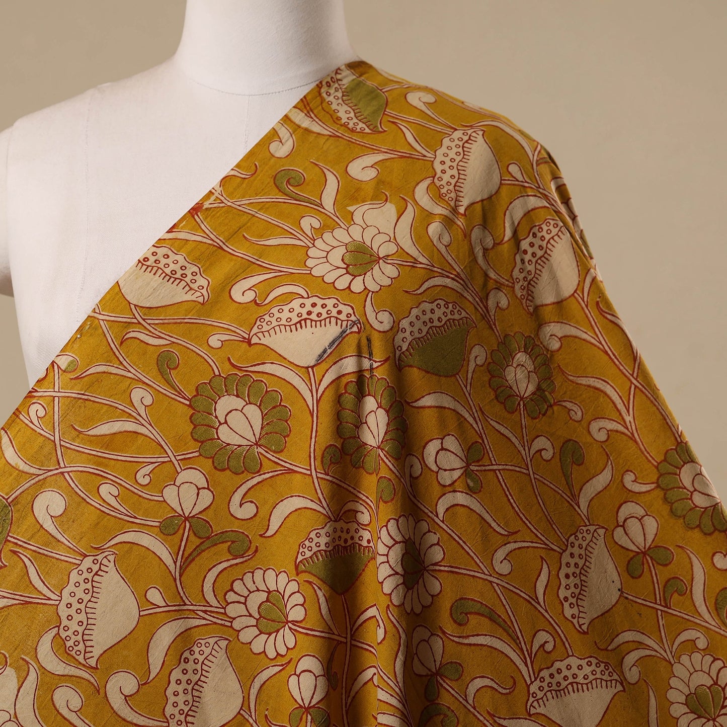 Printed cotton kalamkari fabric 39 - handcrafted