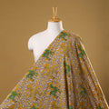 Yellow Printed Cotton Kalamkari Fabric