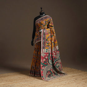 Printed cotton kalamkari saree 15 - handcrafted