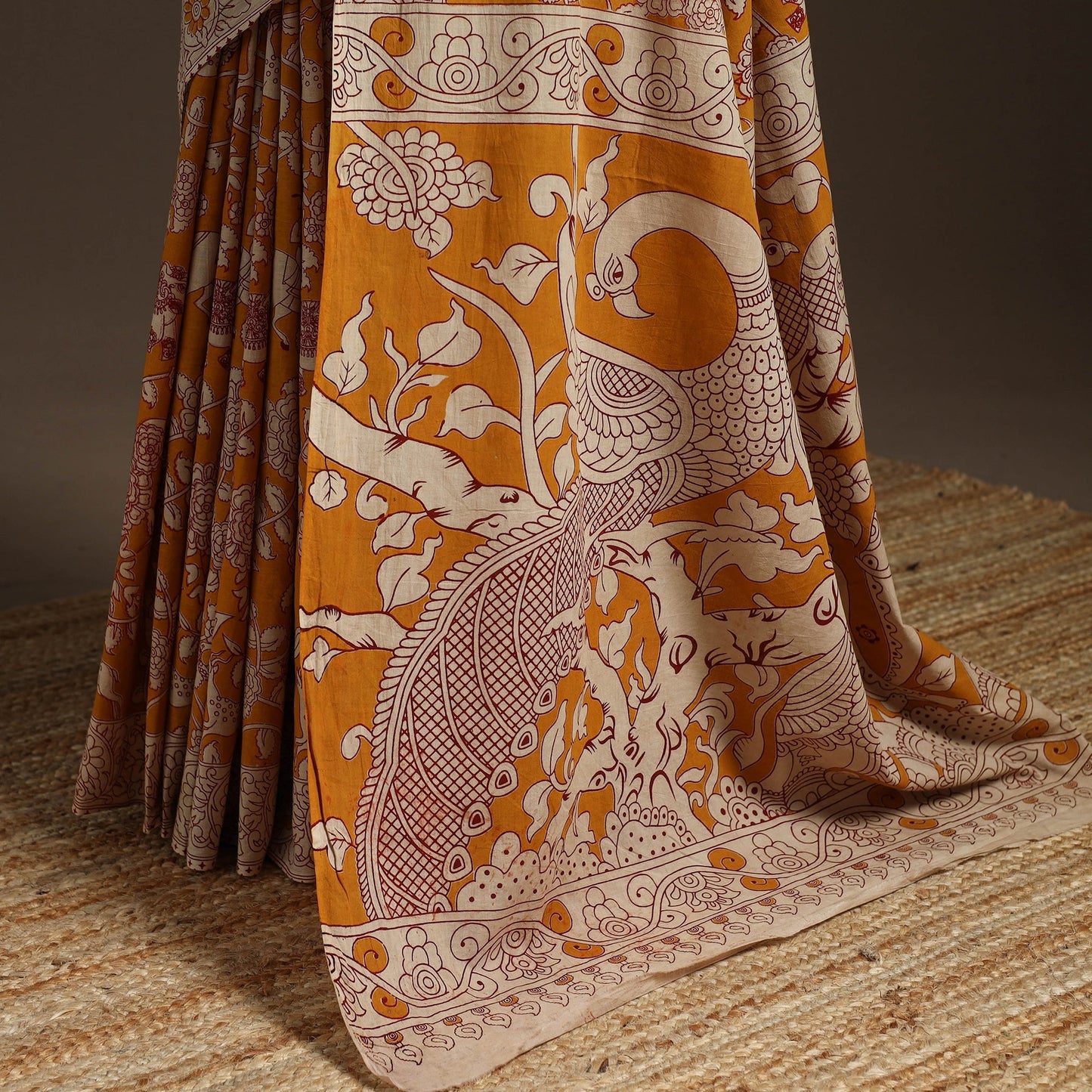 Printed cotton kalamkari saree 34 - handcrafted