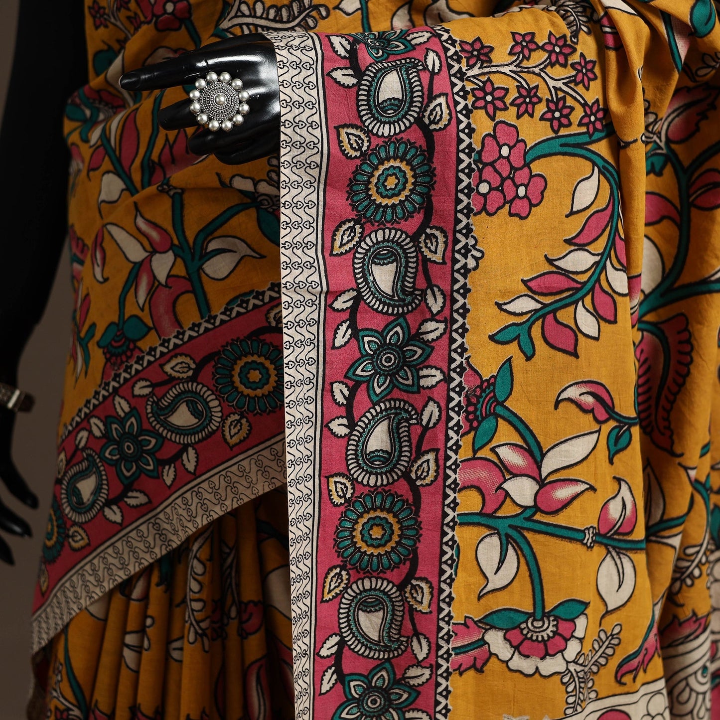 Printed cotton kalamkari saree 38 - handcrafted