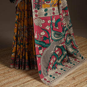 Printed cotton kalamkari saree 38 - handcrafted