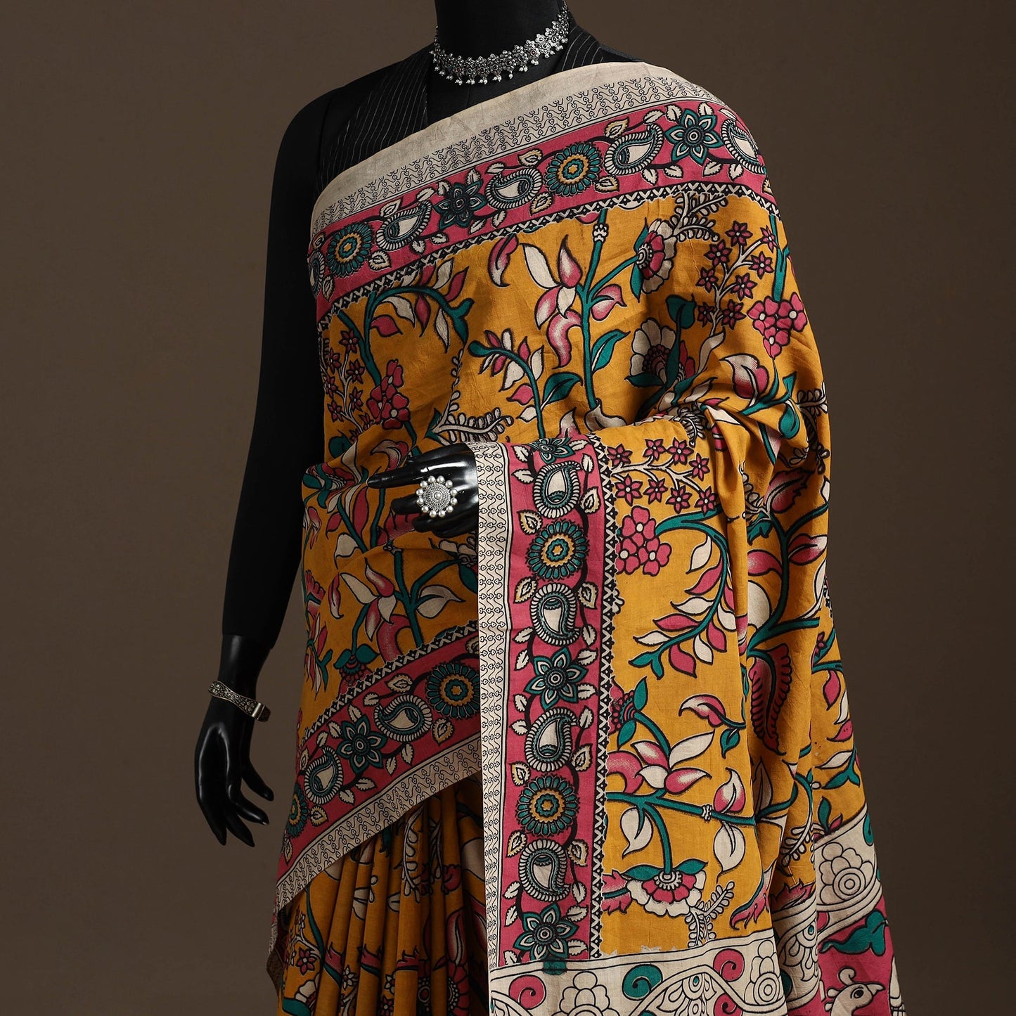 Printed cotton kalamkari saree 38 - handcrafted