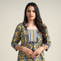  Ajrakh Block Printed Cotton Long Kurta for Women