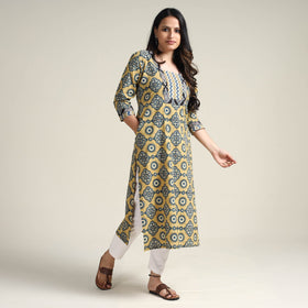  Ajrakh Block Printed Cotton Long Kurta for Women