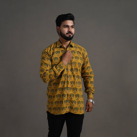 Yellow - printed cotton men full sleeve shirt 18