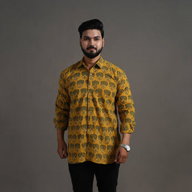 Yellow - printed cotton men full sleeve shirt 18