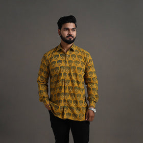 Yellow - printed cotton men full sleeve shirt 18
