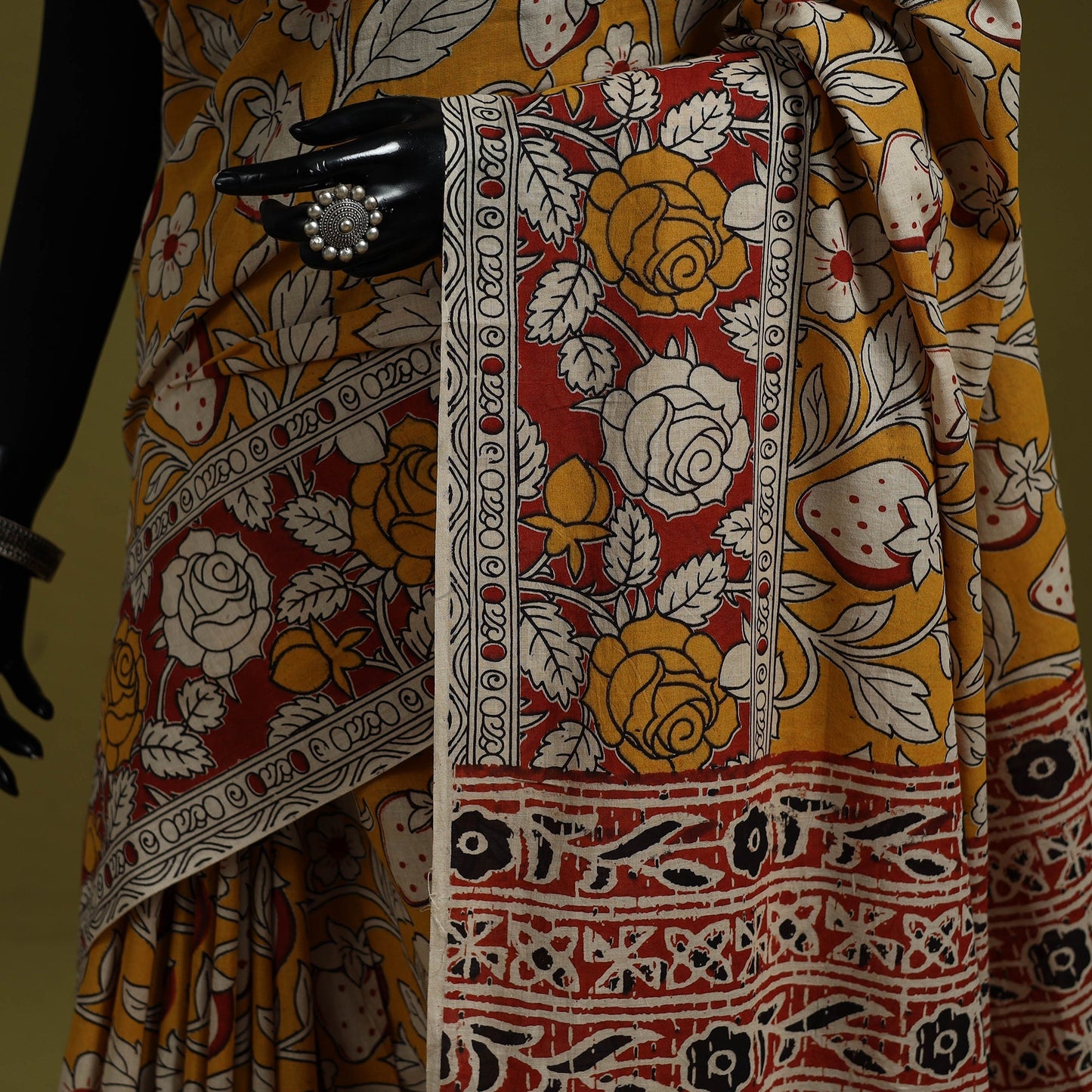 Printed cotton nellore kalamkari saree 06 - handcrafted