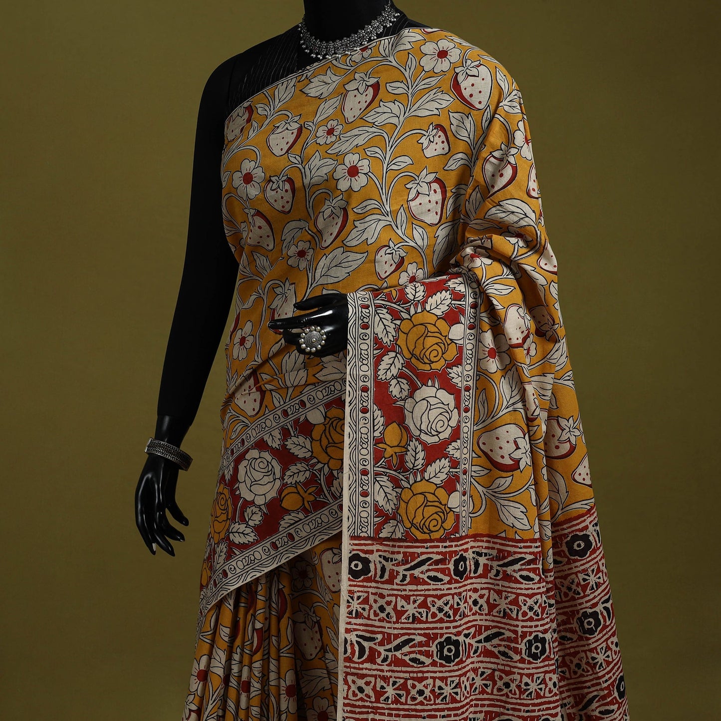 Printed cotton nellore kalamkari saree 06 - handcrafted