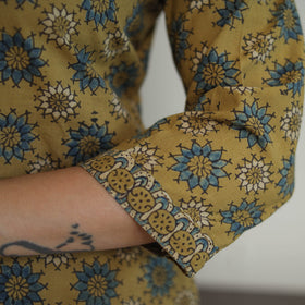 Yellow - printed cotton straight kurta 29 - handcrafted