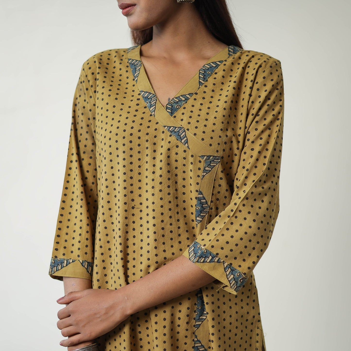 Yellow - Block Printed Cotton Straight Ajrakh Kurta 39
