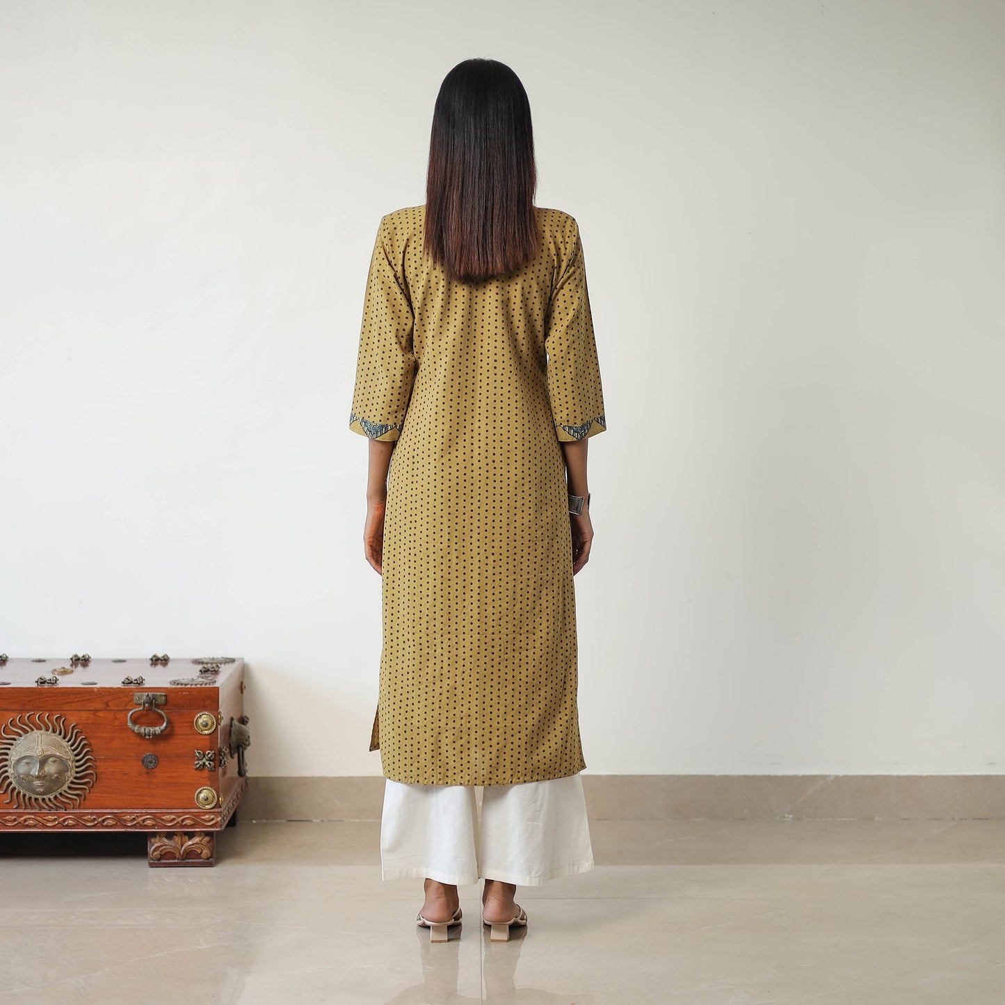 Yellow - Block Printed Cotton Straight Ajrakh Kurta 39