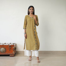 Yellow - Block Printed Cotton Straight Ajrakh Kurta 39