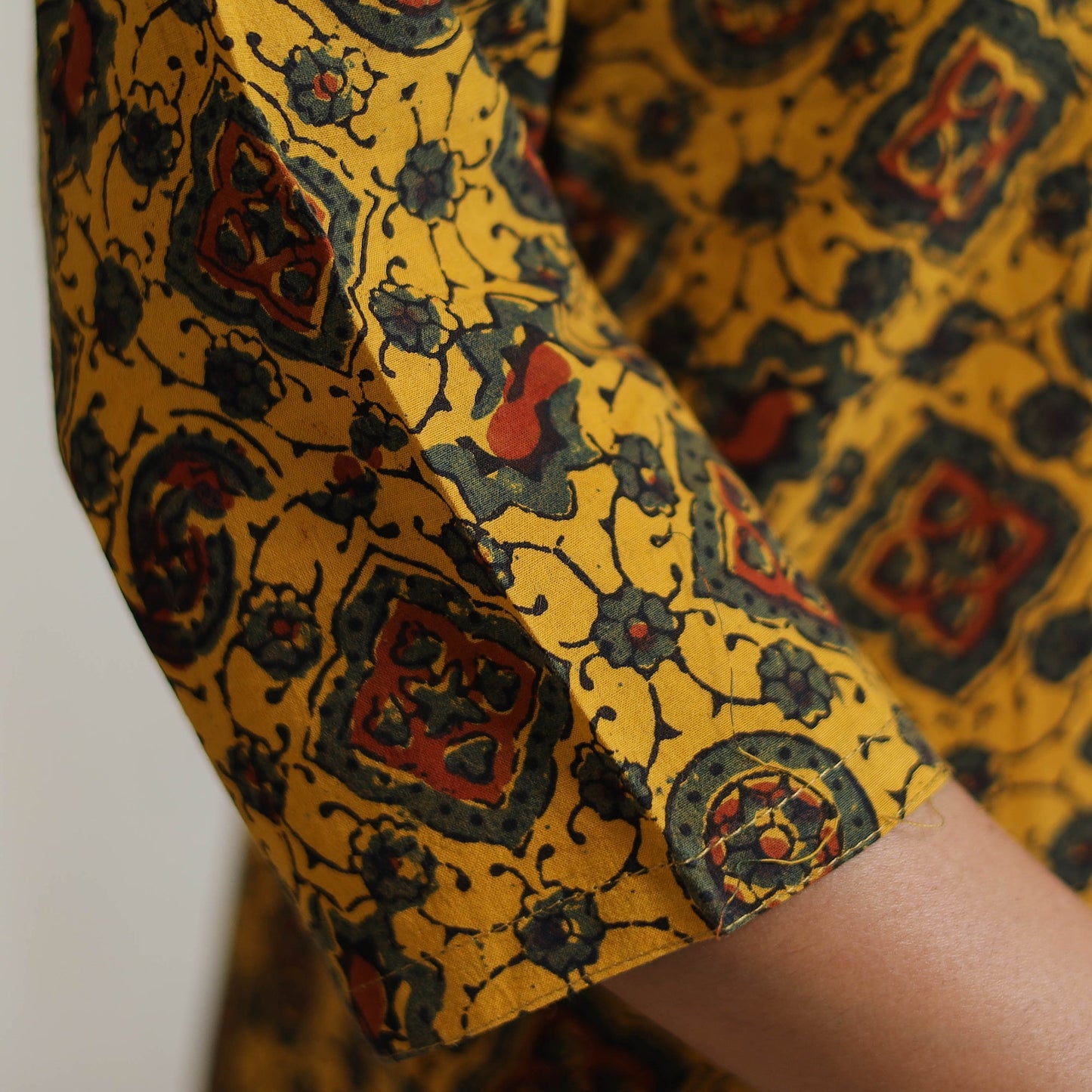 Ajrakh Block Printed Cotton Straight Long Kurta for Women