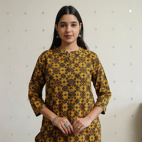 Ajrakh Block Printed Cotton Straight Long Kurta for Women