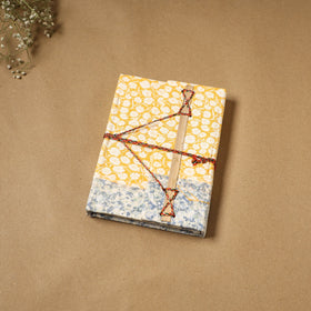 Printed fabric cover handmade paper notebook with thread