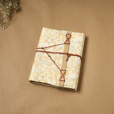 Printed fabric cover handmade paper notebook with thread