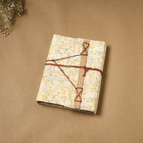 Printed fabric cover handmade paper notebook with thread