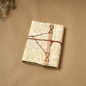 Printed fabric cover handmade paper notebook with thread