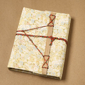 Printed fabric cover handmade paper notebook with thread