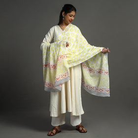  Block Printed Mul Cotton Sanganeri Dupatta