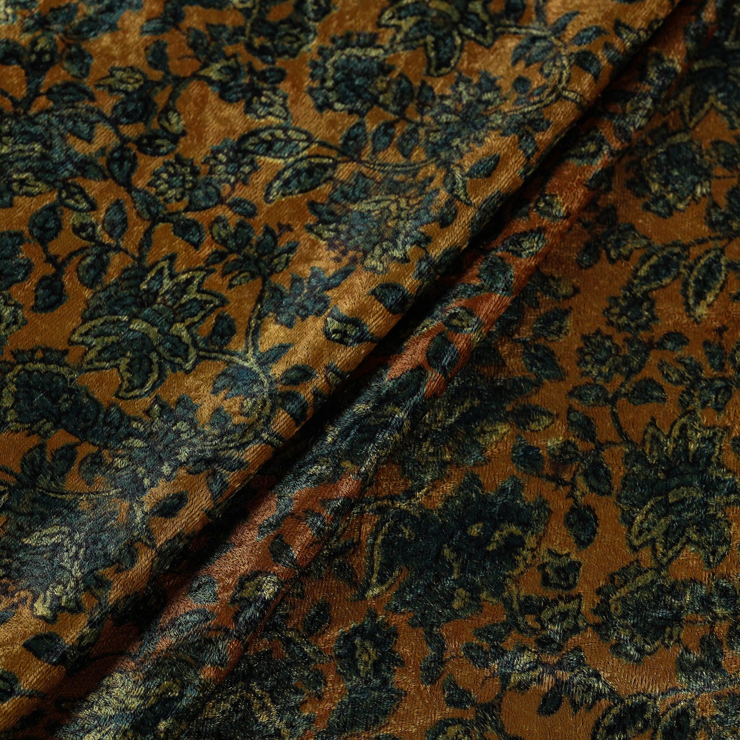  Yellow Block Printed Velvet Natural Dyed Ajrakh Fabric