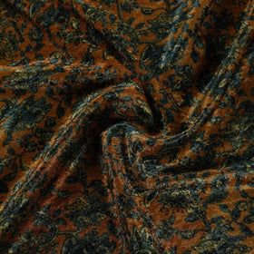  Yellow Block Printed Velvet Natural Dyed Ajrakh Fabric