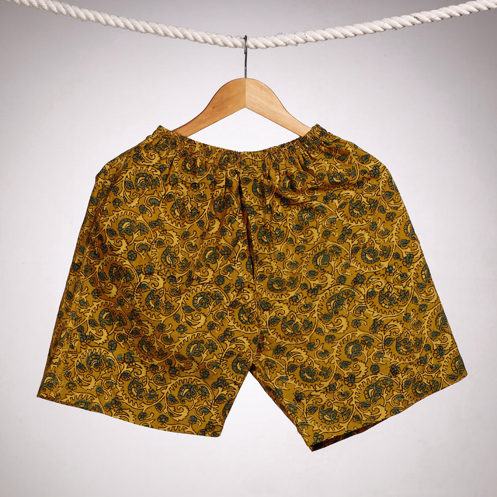 Yellow - printing cotton unisex boxer/shorts - handcrafted