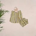 Yellow - pure cotton baby girls floral top & shorts (6-12