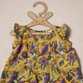 Yellow - pure cotton baby girls floral top & shorts (6-12