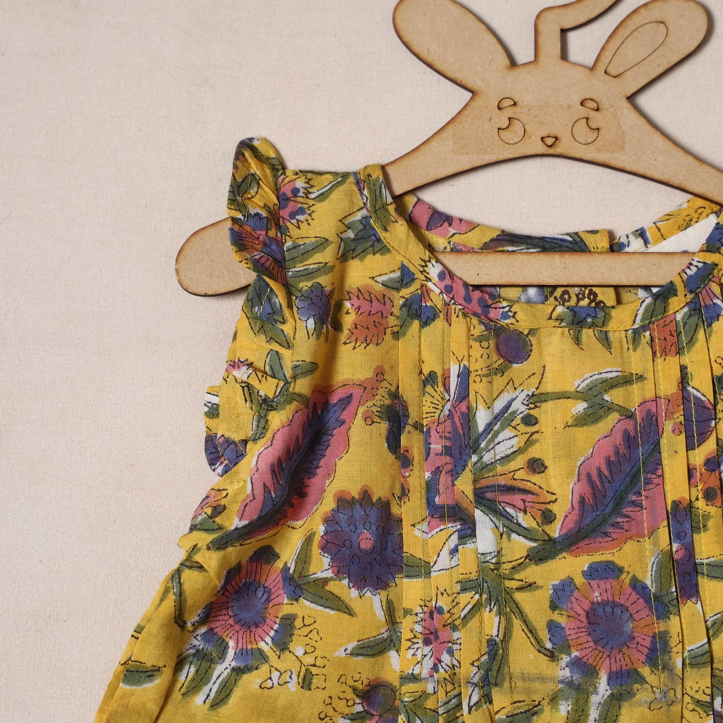 Yellow - pure cotton baby girls floral top & shorts (6-12