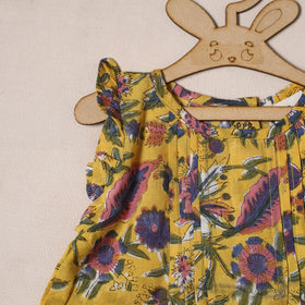 Yellow - pure cotton baby girls floral top & shorts (6-12