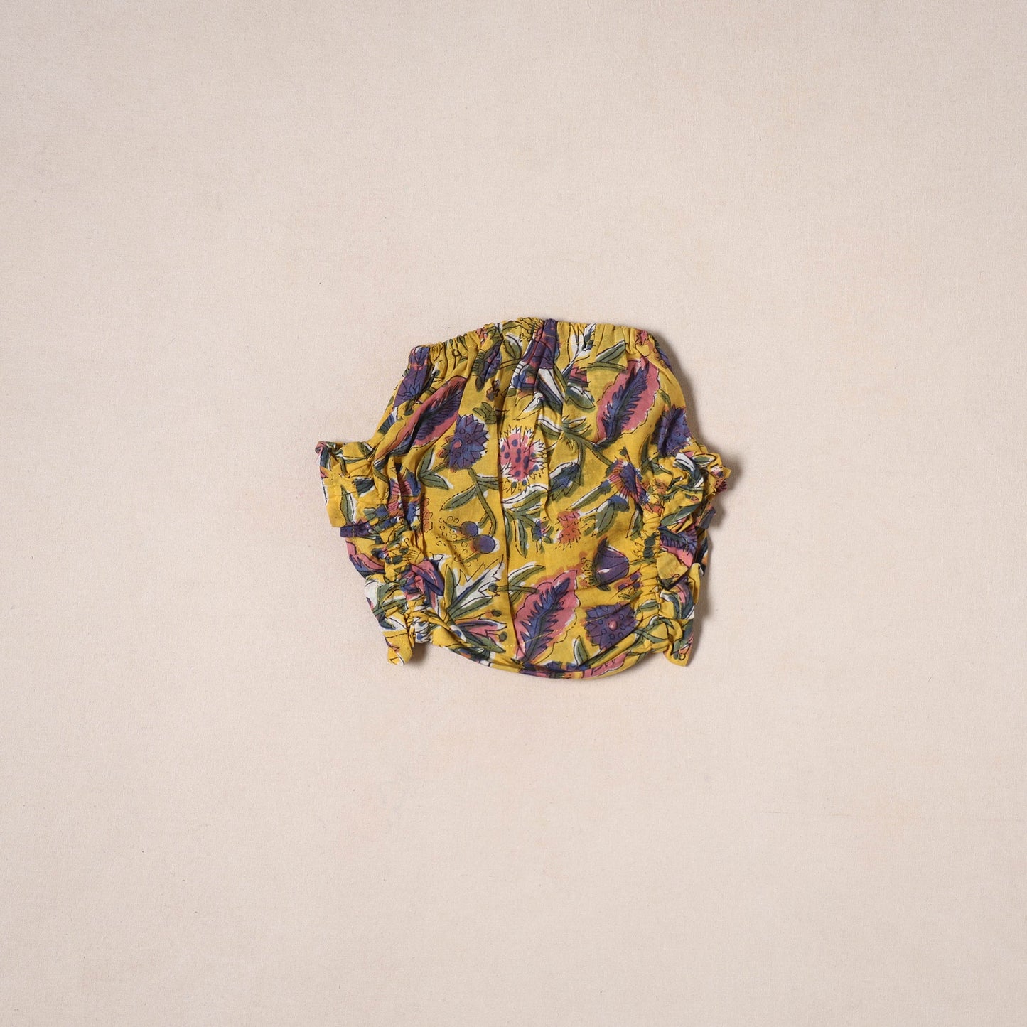 Yellow - pure cotton baby girls floral top & shorts (6-12