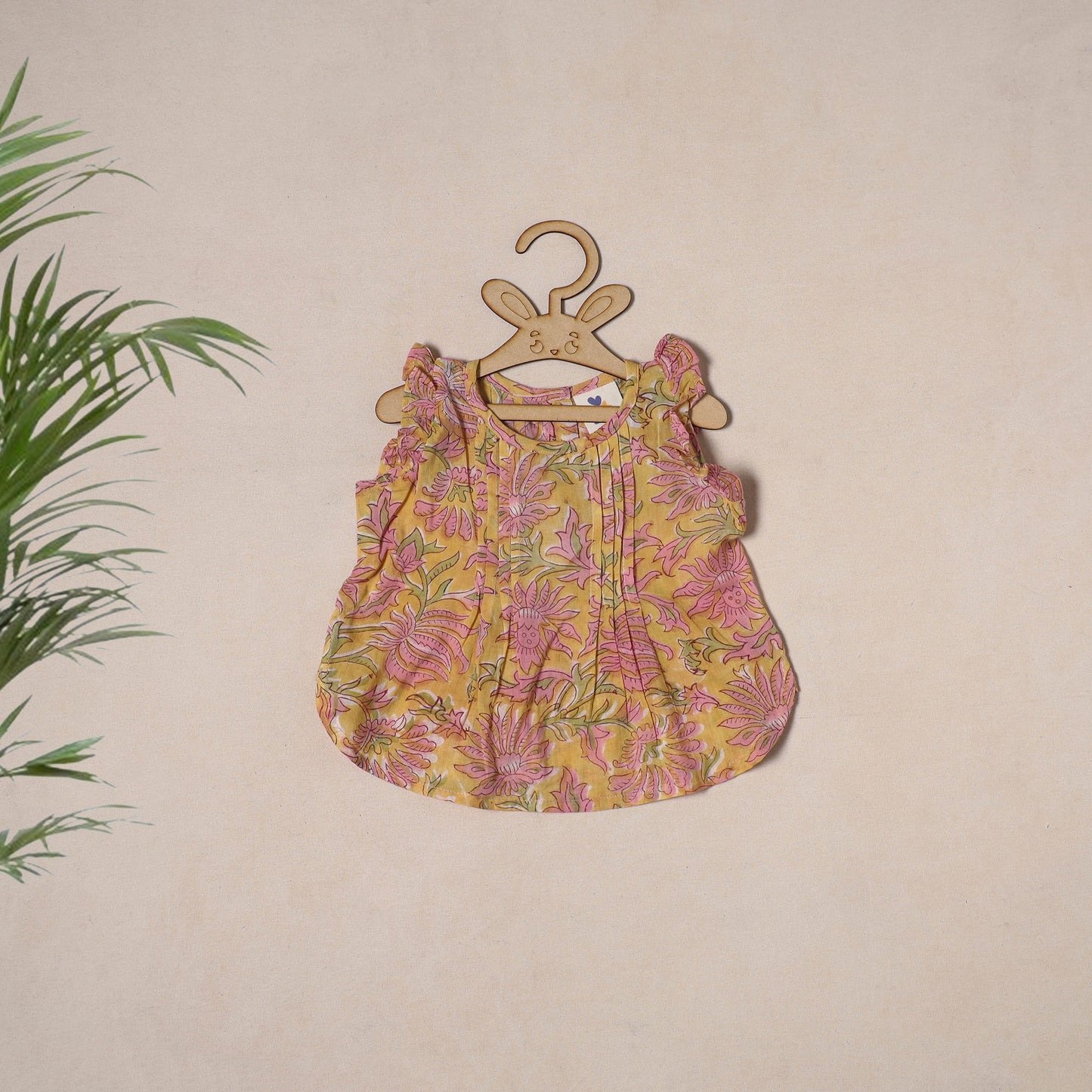 Yellow - pure cotton baby girls floral top & shorts (6-12