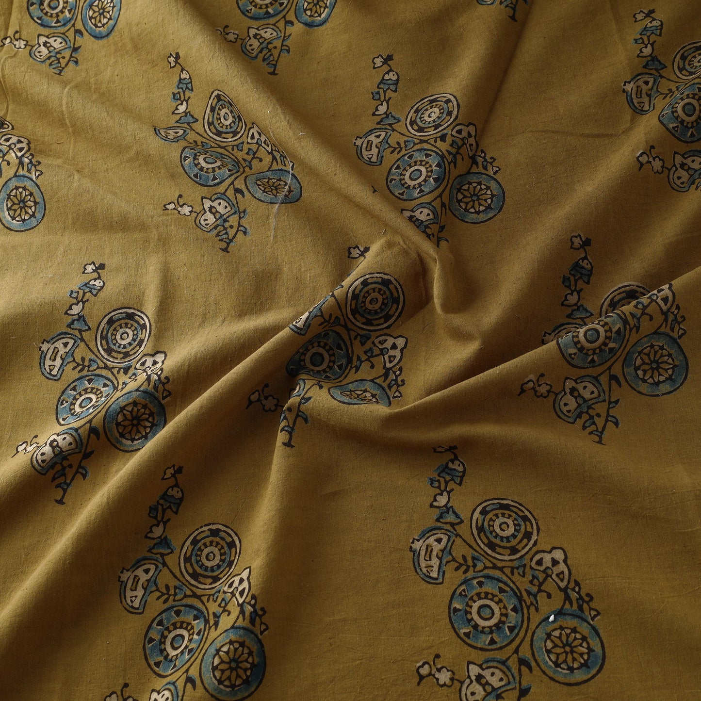  Yellow Pure Cotton Ajrakh Print Fabric Online i iTokri.com